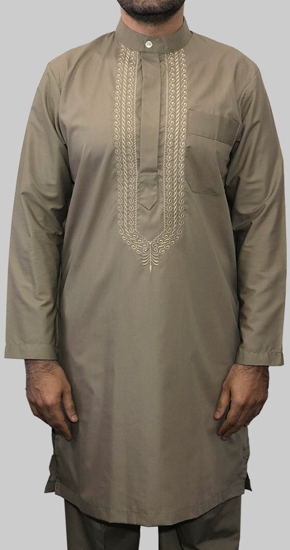 Men 2 pieces cotton Set Beige