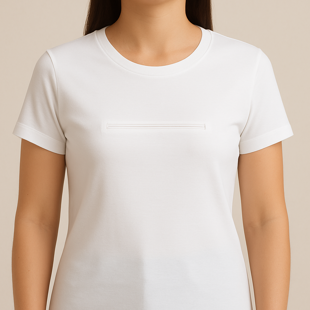 Crew Neck T-Shirt Short Sleeve With Secret Sipper Pocket 100% Cotton