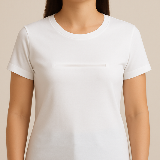 Crew Neck T-Shirt Short Sleeve With Secret Sipper Pocket 100% Cotton
