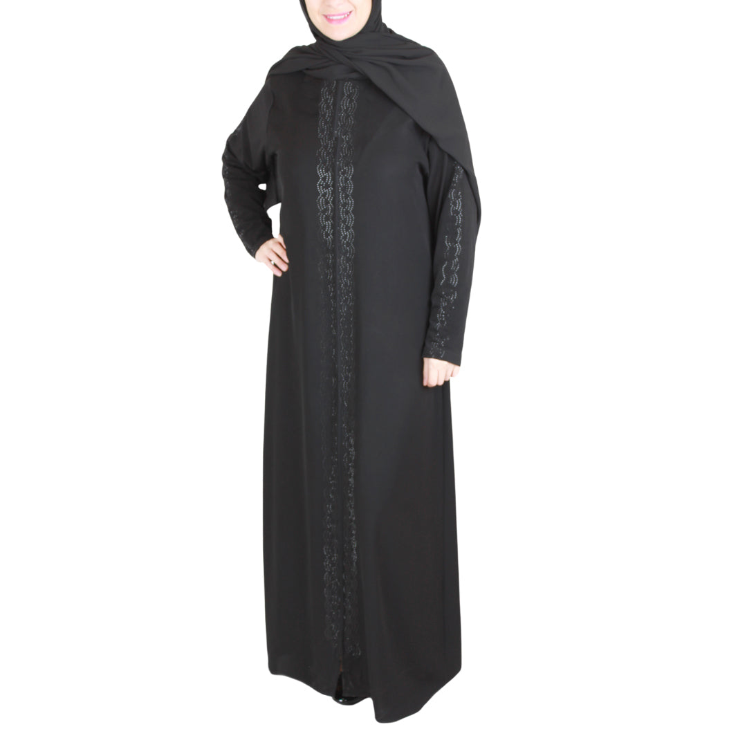 Black Abaya Crepe With Floral